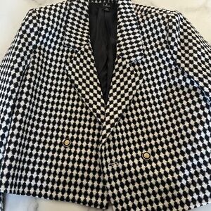 Lulus Crop black and white blazer